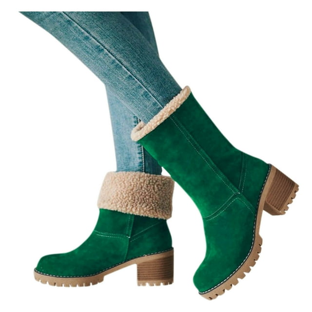 Bottes d'Hiver à Enfiler pour Femmes Leozcaa, Chaudes, Isolées, Doublure en Peluche, Bottillons Confortables à Revers