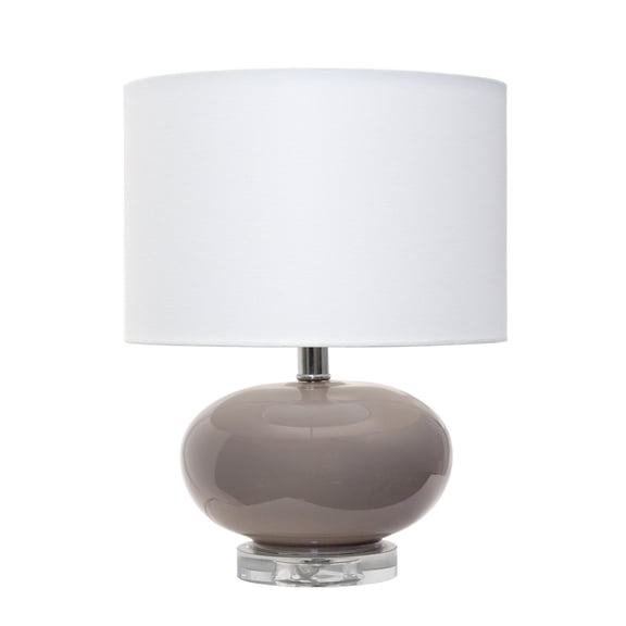 Isabela Glossy Glass Round Table Lamp, Gray, 15.25"H