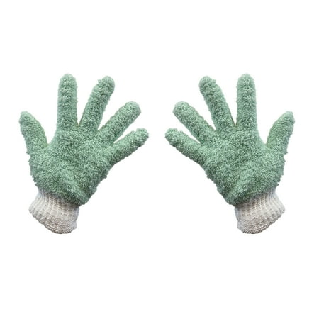PRINxy Microfiber Dusting Gloves For House Cleaning Dusting Mitts Reusable For Window-Blinds Lamps Mirrors Book Plants Automotive Interior-1 Pair Green