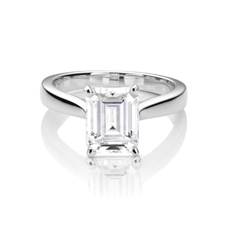 Charles & Colvard 14K White Gold Moissanite 9x7mm Emerald Engagement Ring-Size 9 2.52ct DEW