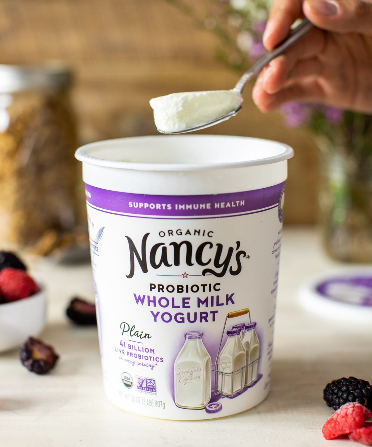 Nancy's Organic Whole Milk Probiotic Yogurt, Plain, 32 oz