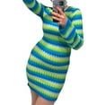 thumbnail image 3 of Liacowi Women Stripe Knit Beach Dress Bodycon Backless Long Sleeve Casual Summer Holiday Sexy Mini Dresses Party, 3 of 6