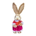 thumbnail image 3 of yuksok Easter Bunny Figurine 13.8Inches Straw Rabbit Statue for Cabinet Table Decor A, 3 of 9