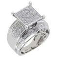 thumbnail image 2 of TGDJ .925 Sterling Silver 0.29 Ct Round Brilliant Cut Natural Diamond - Encrusted Square Top Engagement Ring - High Polish Finish Promise Anniversary Band for Women, 2 of 4