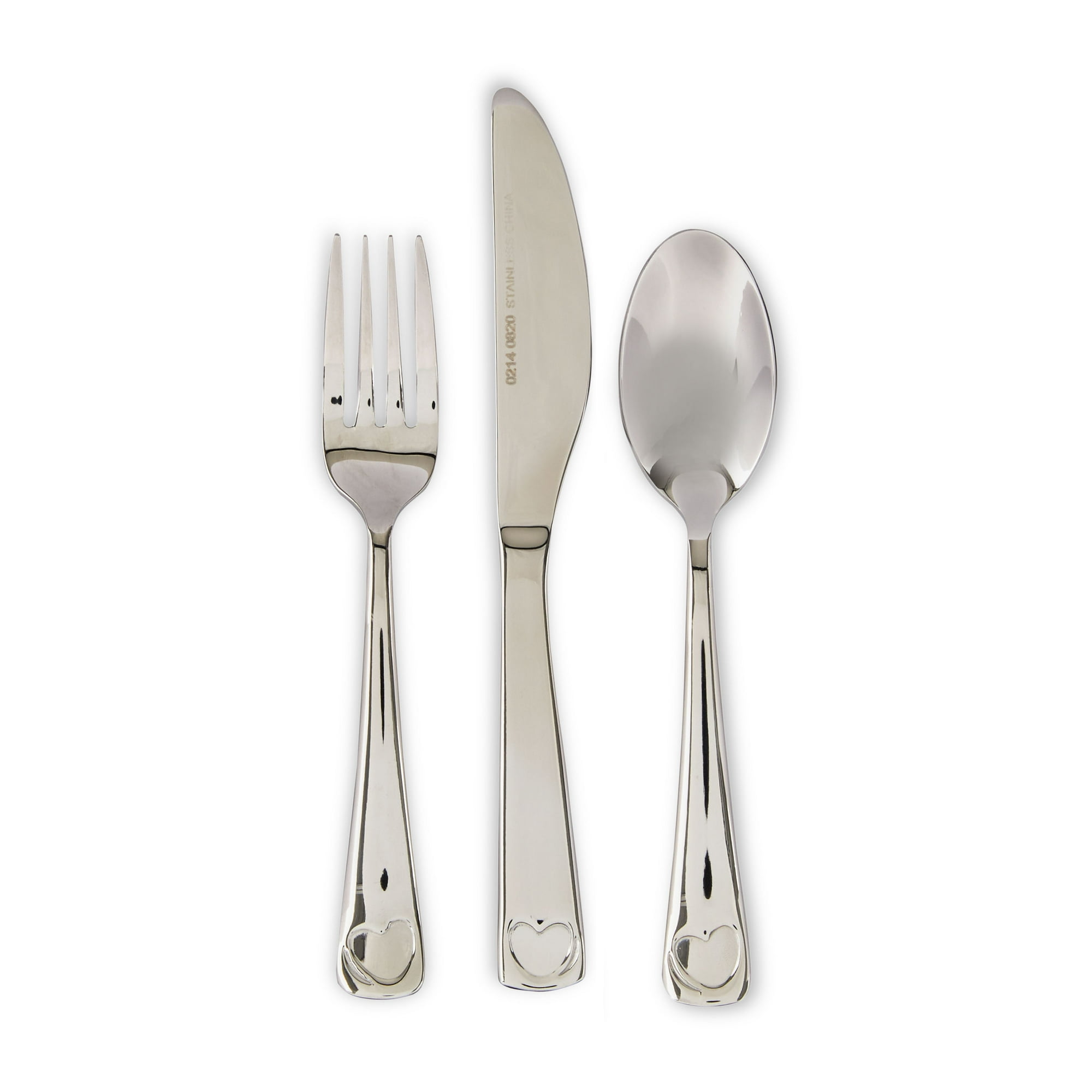Parent's Choice Premium Stainless Steel Toddler Flatware, Silver Tableware, 3 Piece Set