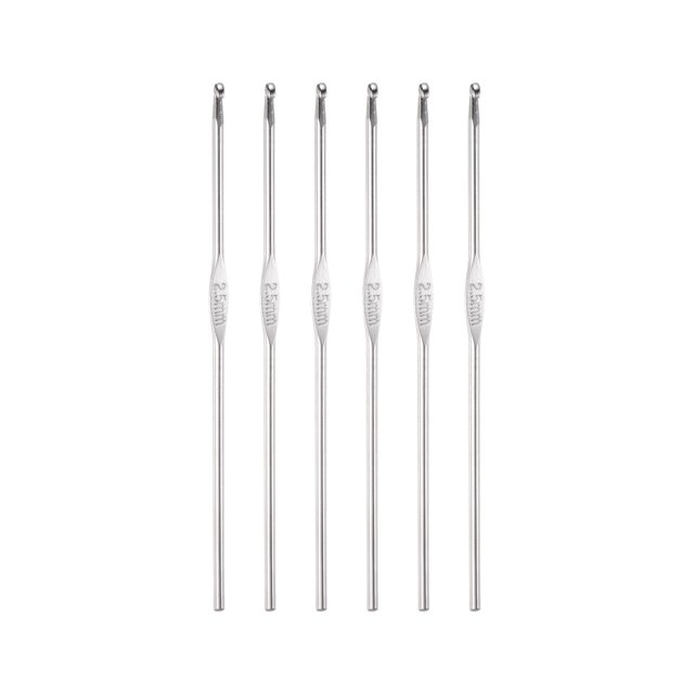 Inoxidable Acero Crochet Gancho 2,5mm Tejer Agujas para Bricolaje Artesanía Hilo 6uds