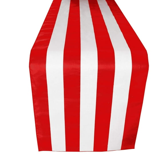 Cotton Print Table Runner 2 Inch Wide Stripes Red