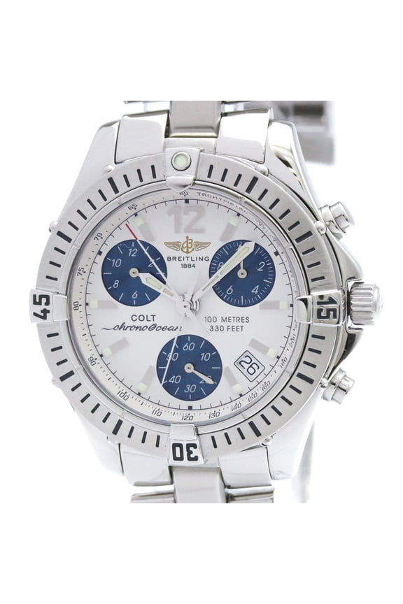 Pre-Owned BREITLING Colt Chrono Ocean Steel Quartz Mens Watch A53350 Polished