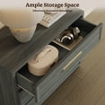 thumbnail image 5 of SICOTAS 31.3" W Oversized 3 Drawer Nightstand Set of 2 with Large Storage Space & Gold Handles, Farmhouse Bedside Table for Bedroom, End Tables for Living Room Entryway, Grey, 5 of 7