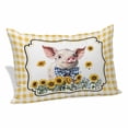 thumbnail image 2 of Pig Sunflowers Pillow Covers 16"x24", Yellow Floral Elegant Checkered Pastoral Soft Brushed Microfiber Breathable Throw Pillow Covers, Pillowcase with Zipper for Couch Sofa Bedroom Living Room, 2 of 9