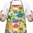 thumbnail image 2 of Colorful Dinosaurs Palm Trees Pattern Apron-Garden Aprons for Women with Pockets-Cotton Linen Waterproof Kitchen Cooking Gardening Aprons Adjustable for Kitchen,Cooking,BBQ and Salon 33x27 Inch, 2 of 7