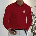thumbnail image 3 of Men's  AIGCDTG Pattern Design Long Sleeve Casual Solid Golf Polo Shirt 11 Colors, 3 of 11