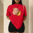 thumbnail image 3 of Playera Blusa De Capybara Comiendo Sandwich Ropa Divertida Para Mujer Capibara Color Rojo Talla Mediana Marca Emil SaEs, 3 of 4