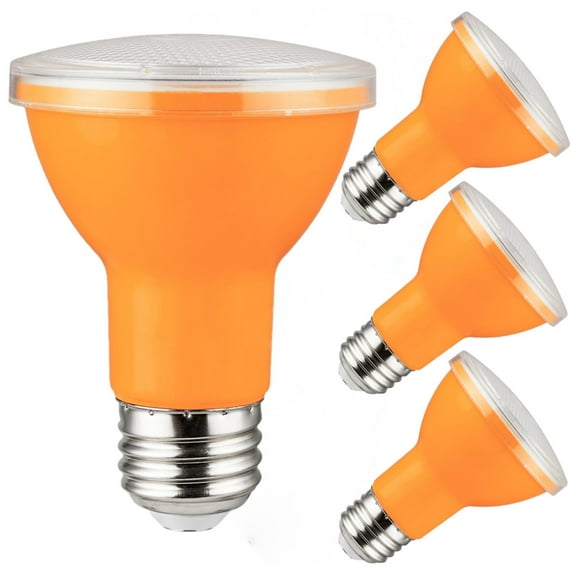 Diodesy- Pack of 4 PAR20/LED/3W/A PAR20 LED Flood Amber Light Bulbs, 3W (50-Watts Equivalent), Orange Non-Dimmable, E26 Recessed Spotlight for Weatherproof & Anti-Ageing, Holiday, Parties, Porch, ETL