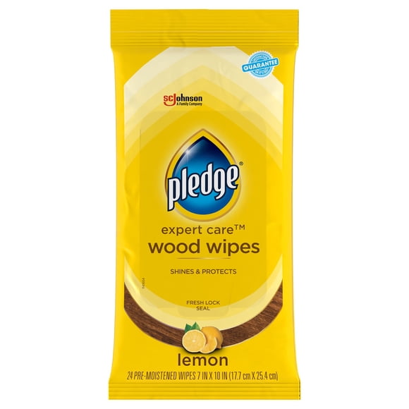 Pledge Expert Care Enhancing Wood Wipes, Lemon Scent, 24 Count