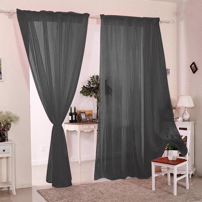 SHEER NET CURTAINS MANY COLOURS & SIZES 2 PANELS SLOT TOP Voile Panels PAIR 