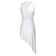 thumbnail image 4 of Doomiva Latin Dance Dress for Women Asymmetrical Rumba Samba Tango Practice Competition Costume White XXL, 4 of 7