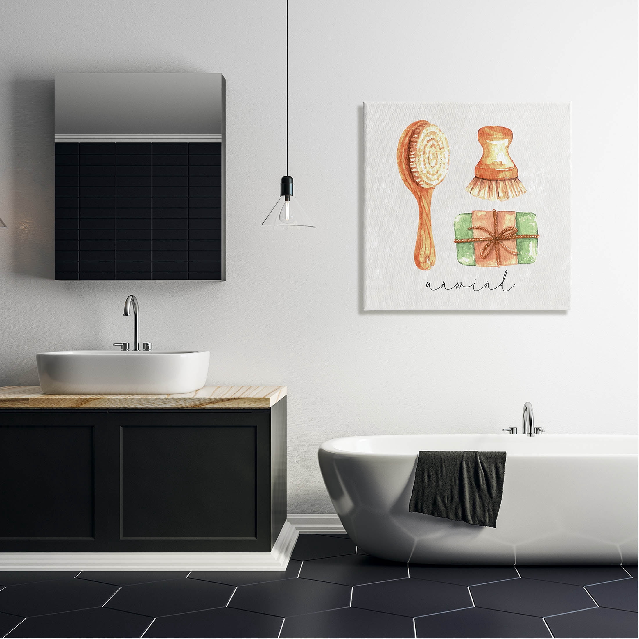 Stupell Industries Unwind Phrase Bath Spa Graphic Art Gallery Wrapped Canvas Print Wall Art, Design by ND Art