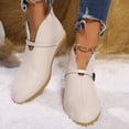 thumbnail image 4 of Mepaouo Womens Cutout Slip on Booties Fleece Lined Buckle Walking Work Snow Winter Outdoor Boots, 4 of 9