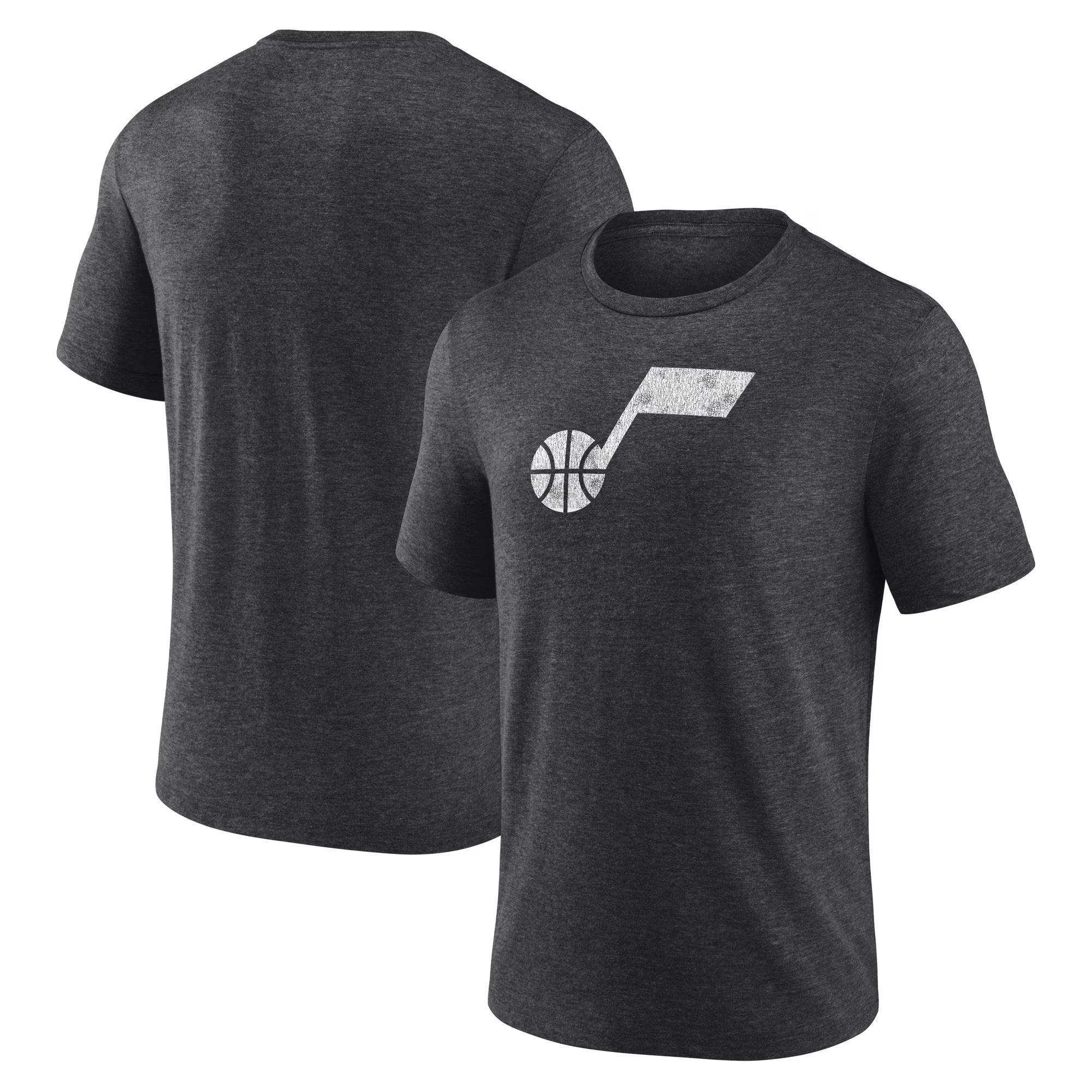Men's Charcoal Utah Jazz Distressed Tri-Blend T-Shirt