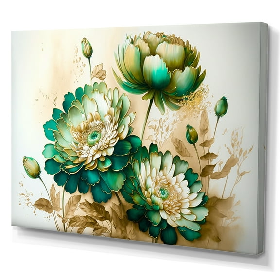 Designart Green Blooming Daisy I Canvas Wall Art