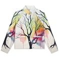 thumbnail image 4 of Jackets for Women Winter Coat Jackets Flannel Stand Collar Jacket(Abstract Tree Splash Art,Size:S-4XL), 4 of 7