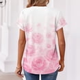 thumbnail image 5 of BOMYJESK Women Tops Short Sleeve V Neck T Shirts Business Casual Floral Print Basic Blouses 2026 Spring Fashion Beach Vacation Loose Fit Outfits Pink S, 5 of 7