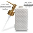 thumbnail image 2 of Gold Soap Dispenser, Ceramic Lotion Pump Bottle with Refined and Vintage Emboss, Home Decoration for Bathroom or Kitchen (White), 2 of 7