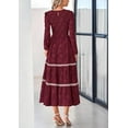 thumbnail image 3 of PRETTYGARDEN Women's Spring Midi Dress Fall Elegant Long Sleeve Smocked Flowy Boho Floral Wedding Guest Party Dresses, 3 of 7
