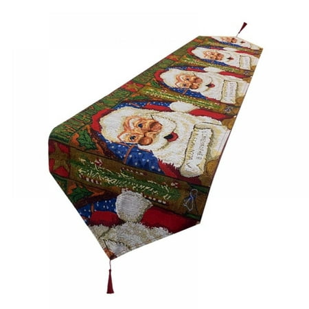 

Dining Table Runner Christmas Table Flag Holiday Decorative Table Cover Xmas Tree Socks Snowman Santa Claus Embroidery Tablecloth