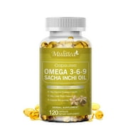 Organic Source of omegas 3, 6 and 9,Sacha Inchi Oil Softgel Capsules,Non GMO and Gluten Free - lmprove Skin and Hair - 120 Capsules