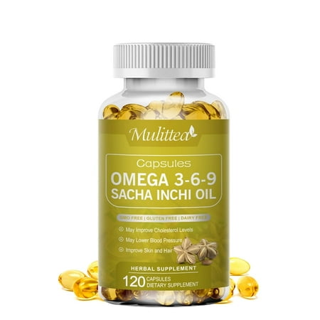 Organic Source of omegas 3, 6 and 9,Sacha Inchi Oil Softgel Capsules,Non GMO and Gluten Free - lmprove Skin and Hair - 120 Capsules