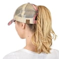 thumbnail image 3 of C.C Ponycap Messy High Bun Ponytail Adjustable Mesh Trucker Baseball Cap Hat, Camo Coral, 3 of 3