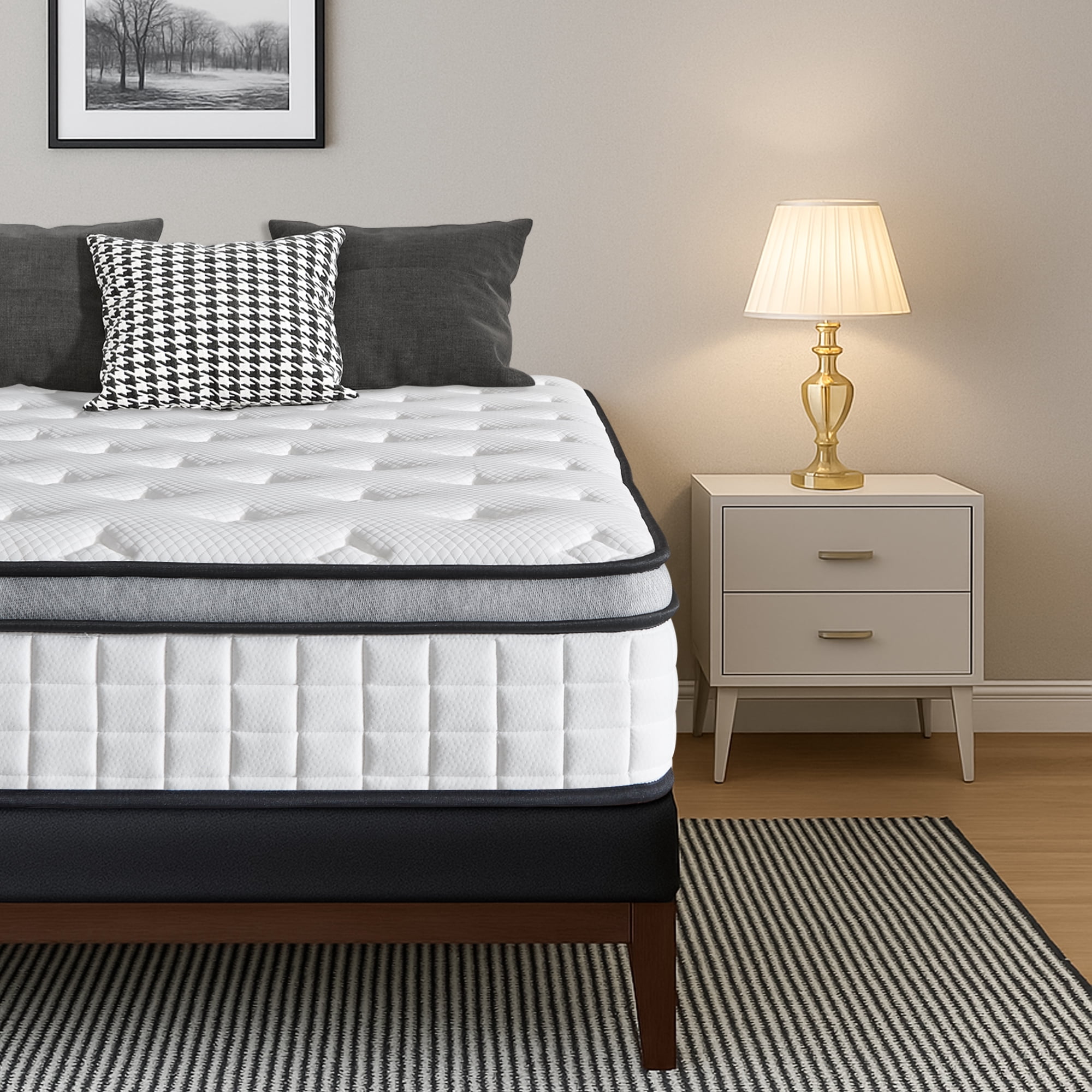 10" Twin Mattress, Euro Top Foam & Pocket Spring Hybrid Mattress in a Box, Plush Comfort, Pressure Relief and Motion Isolation