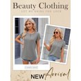 thumbnail image 6 of Nlife Women Square Neck Button-Up Rolled Short Sleeve Henley T-Shirt, 6 of 7