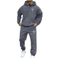 thumbnail image 2 of VBTAPA Mens Sweatsuit 2 Piece Set Cross Graphic Print Hoodies and Sweatpants Sets 2025 Casual Jogging Gym Sweat Suits Athletic Tracksuit Outfits Dark Gray XL, 2 of 6