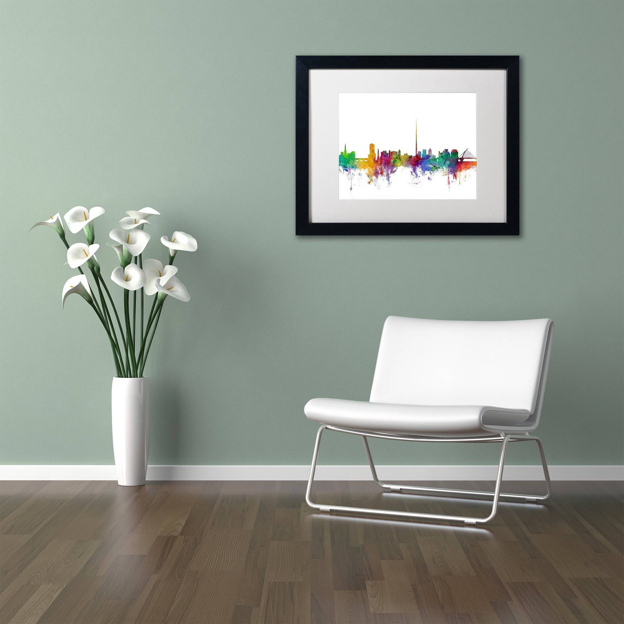 Trademark Fine Art 'Dublin Ireland Skyline' Canvas Art by Michael Tompsett, White Matte, Black Frame