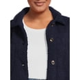 thumbnail image 4 of Jason Maxwell Women’s and Women’s Plus Size Faux Shearling Button Down Shacket, Sizes S-3X, 4 of 5