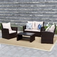 thumbnail image 5 of Superjoe Outdoor Patio Furniture Set 4 Pcs Wicker Sectional Conversation Sofa Steel Frame Rattan Couch with Coffee Table on Sale, Brown Rattan Beige Cushion, 5 of 6