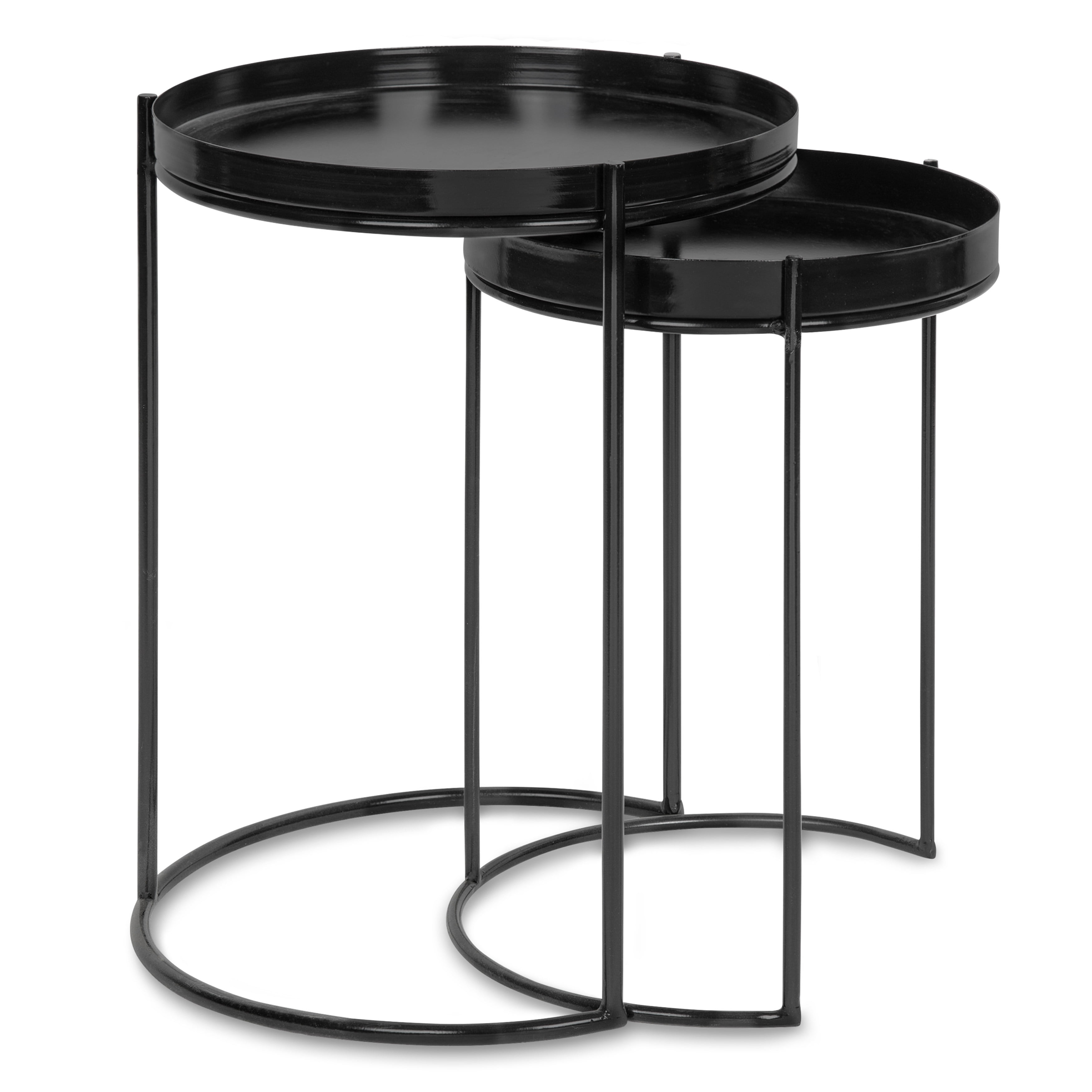 Kate and Laurel Presti Modern Nesting Table Set, Set of 2, Black, Space  Saving Modern Design