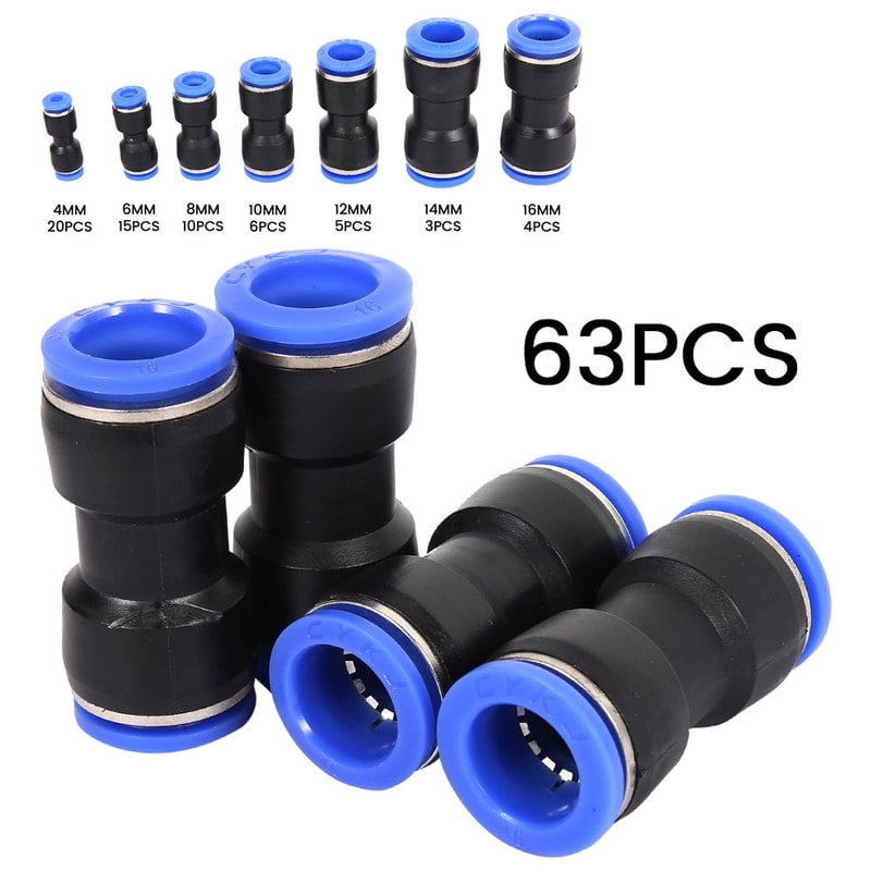 63PCS Quick Connect Fittings Push to Connect Tube Fitting Air Tool