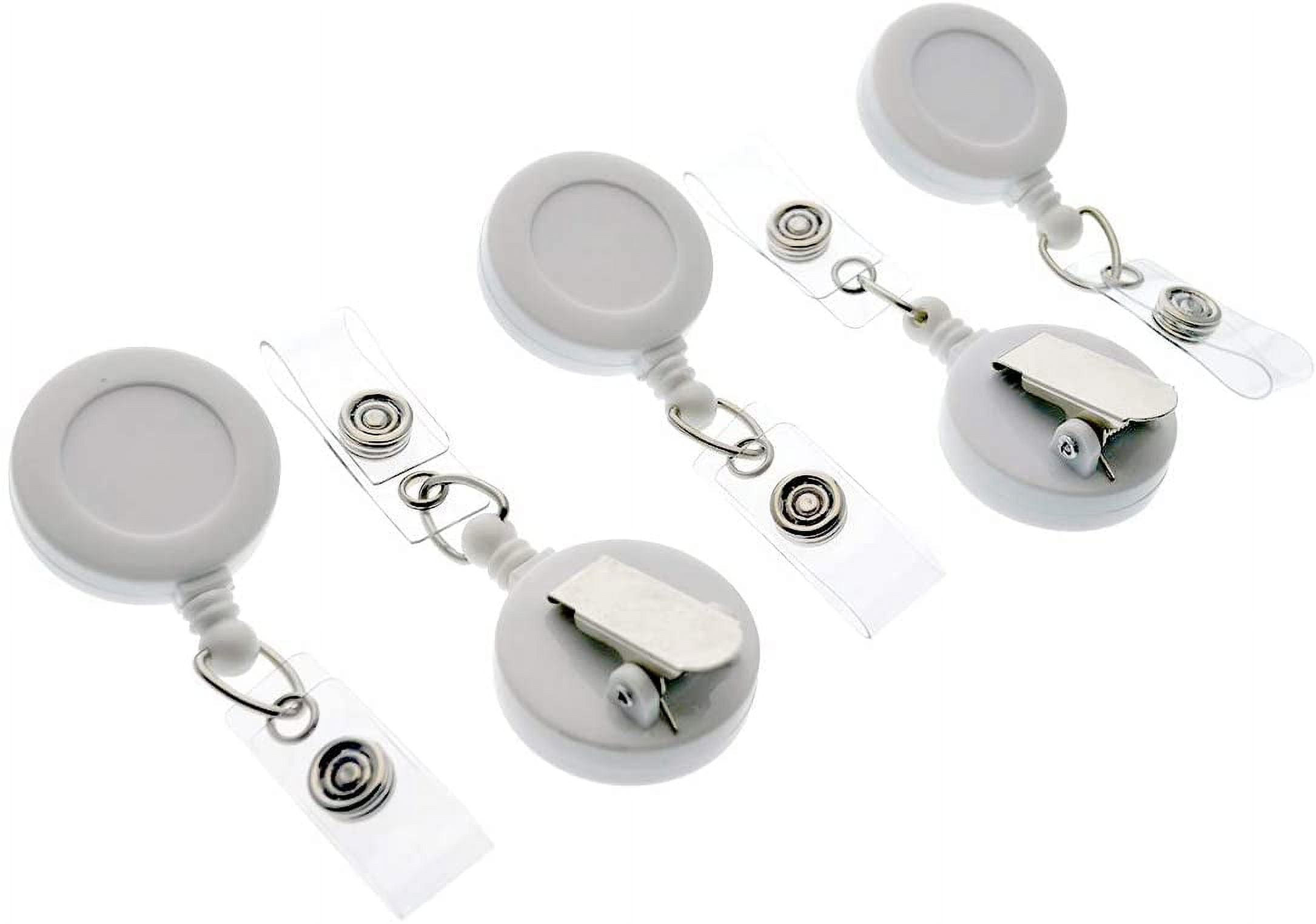 Bulk 100 Pack White Badge Reels with Extra Tight Pinch Alligator Clip (Non-Swiveling) by Specialist ID