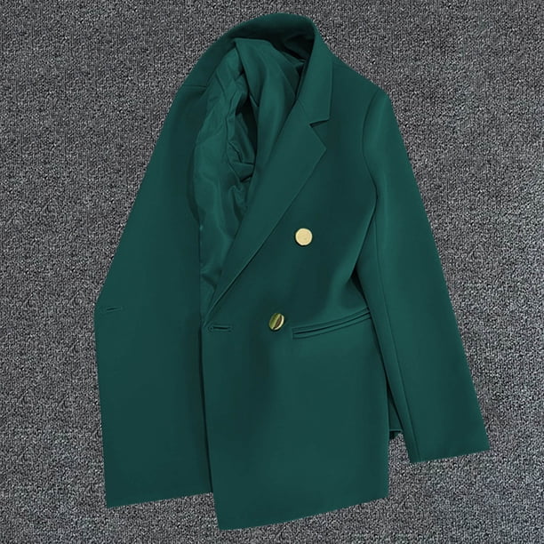 Blazer de mujer, moda informal, color liso, bolsillo, cuello vuelto, blusa de manga larga, blazer, blusa de dacrón para mujer