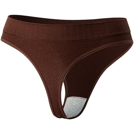 YHGFVOKJ Womens Underwear Large Size Seamless Sexy Elastic Seamless Thongs Solid Color Comfortable Sports Low Waist Panties Brief Ladies Panties Coffee M