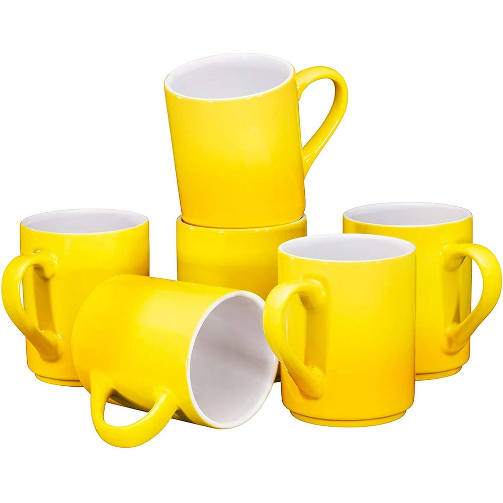 Porcelain 12oz Coffee Mugs Set of 6 (Gradient Yellow)