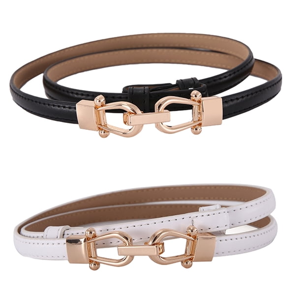 Cinturón de cuero fino para mujer Cinturón de cuero fino, cinturón de moda, cinturón con hebilla ajustable