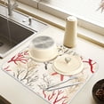 thumbnail image 2 of Yayeee Dish Drying Mat for Kitchen Counter 16" x 18" Microfiber Super Absorbent Coffee Decorative Pad, Light Starfish, 2 of 9