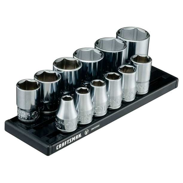 Juego de enchufes CRAFTSMAN V-SERIES Shallow SAE de 3/8 pulgadas, 12 unidades