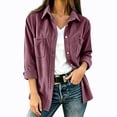 thumbnail image 2 of ClodeEU Women's Corduroy Long Sleeve Button Shirt Jacket,Casual Loose Fit Fall Outerwear ,Women's Plus XXL, 2 of 7