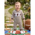 thumbnail image 4 of Cjfdfy Newborn Baby Boy Girl Game Day Fall Outfits Football Embroidery Waffle Striped Long Sleeve Jumpsuit Infant Cute My First Football Season Fall Winter Outfit, 4 of 9